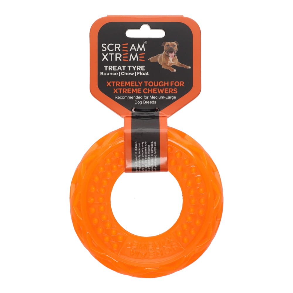 Scream Treat Dispensing Tyre Chew Toy — Orange