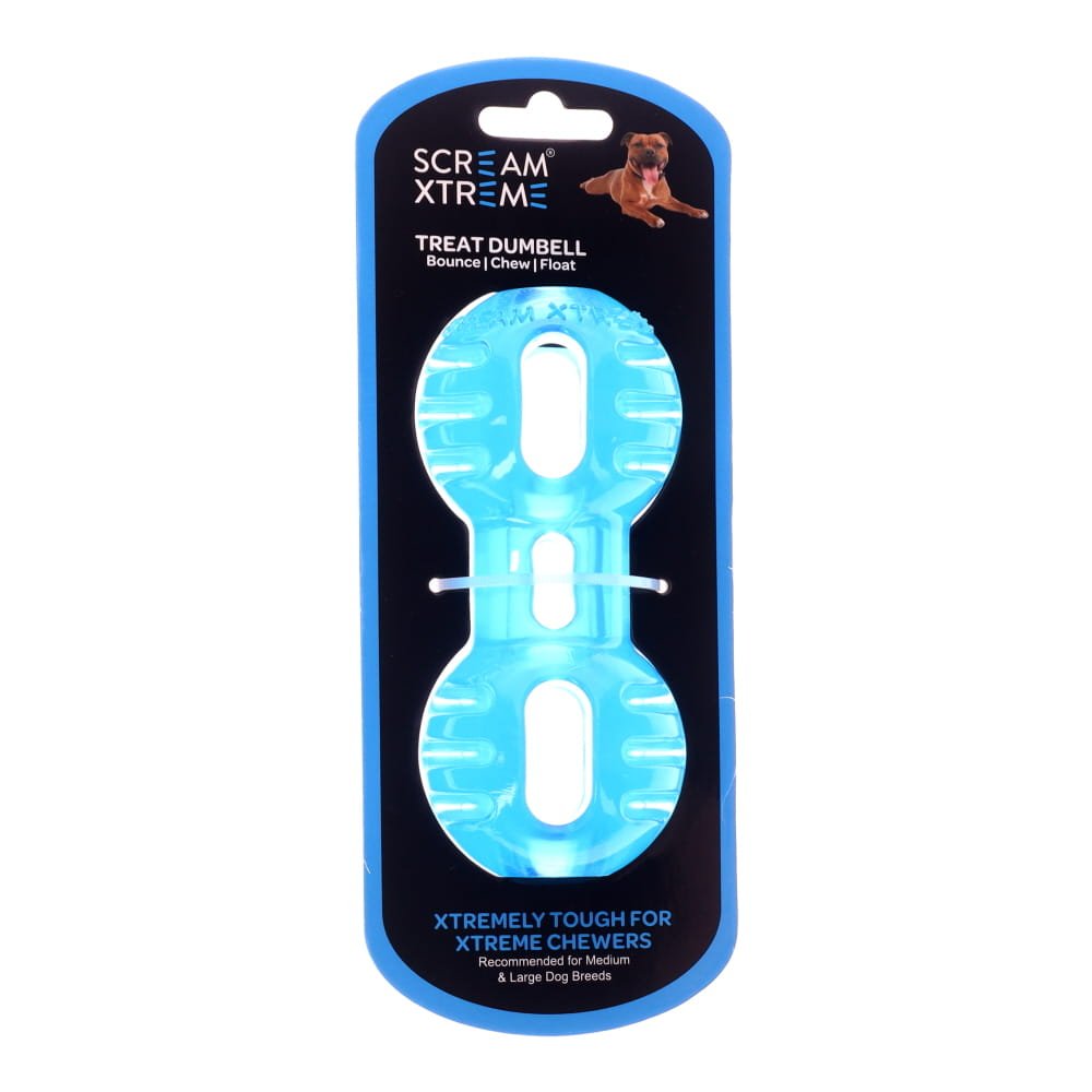Scream Treat Dispensing Dumbbell Chew Toy — Blue