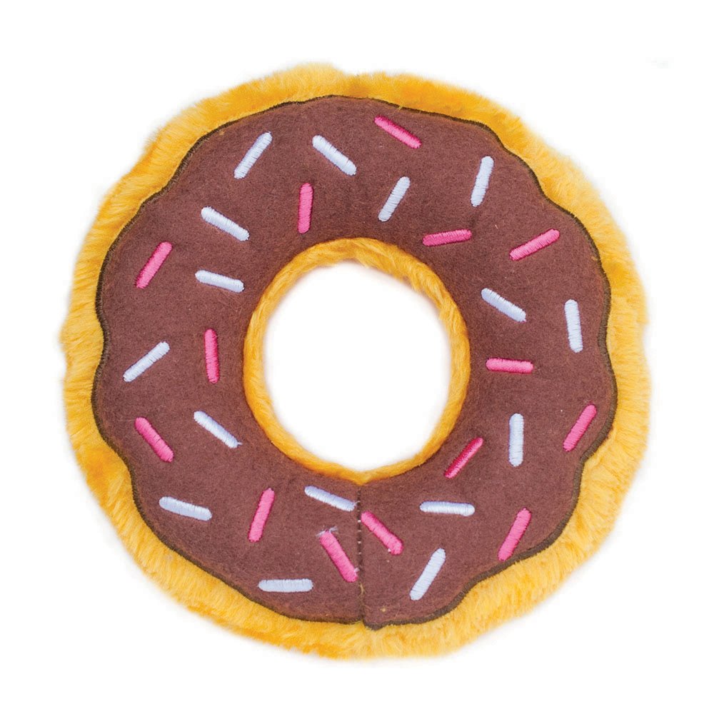 ZippyPaws Squeaky Plush Donut Dog Toy — Chocolate