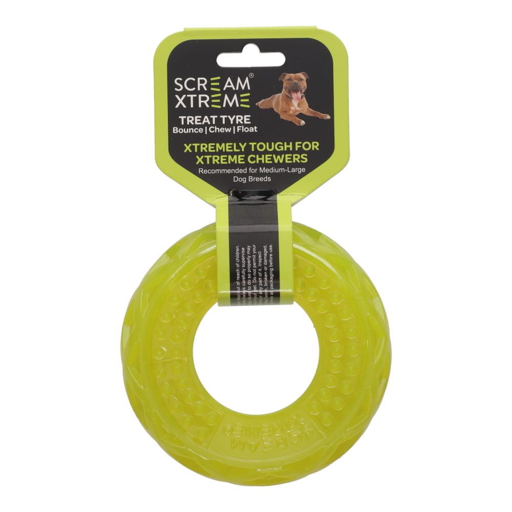 Scream Treat Dispensing Tyre Chew Toy — Green