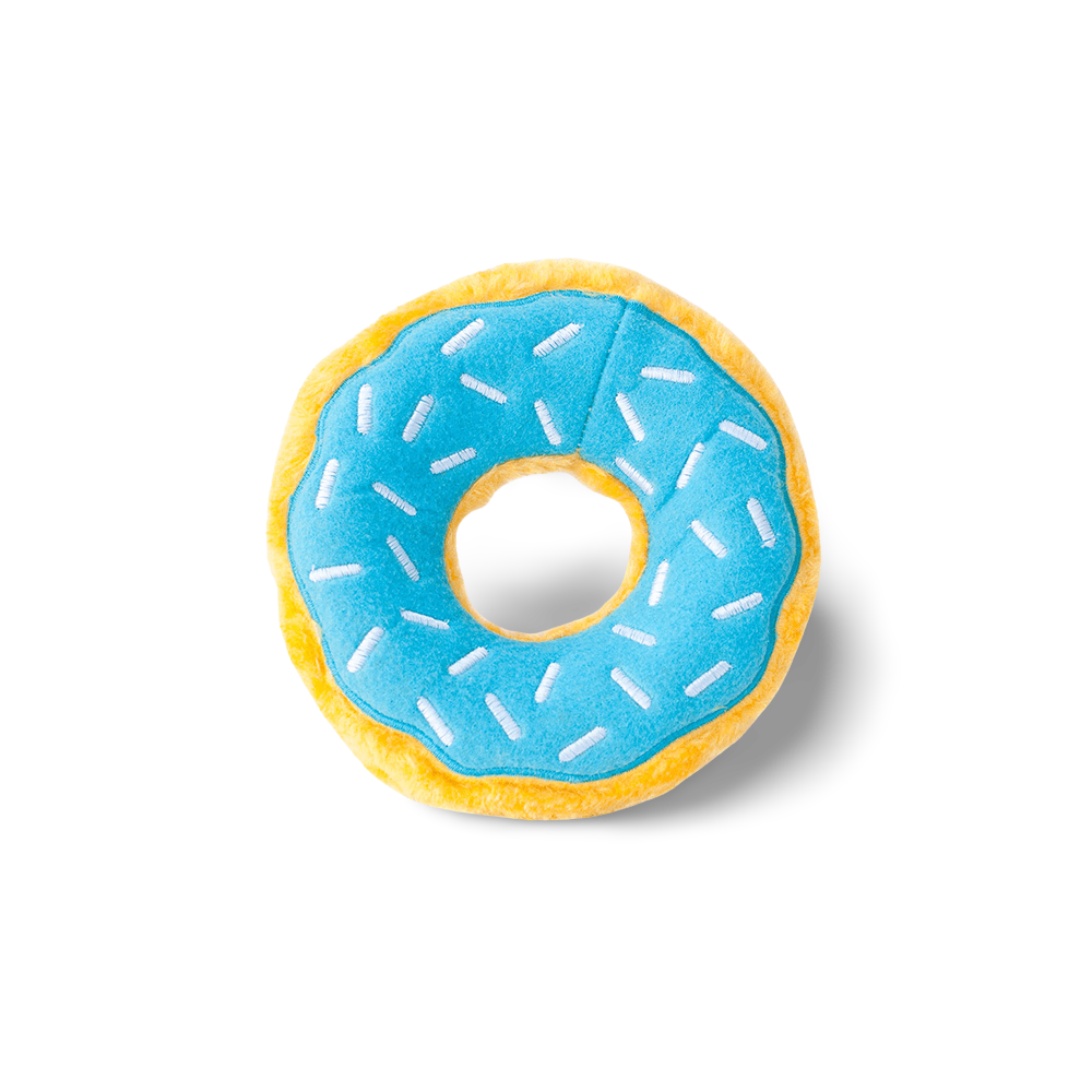 ZippyPaws Squeaky Plush Donut Dog Toy — Blueberry